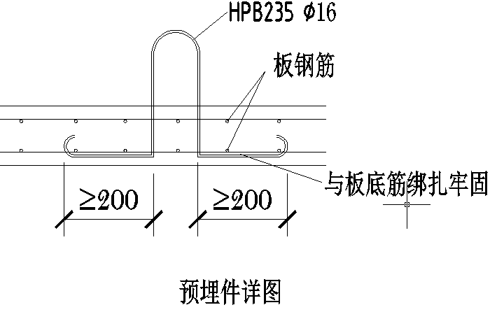 预埋件详图连墙件扣件连接示意图悬挑钢梁楼面构造悬挑钢梁穿墙构造