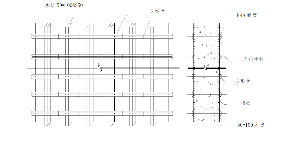 6层洋房模板及支撑体系安全专项施工方案-07 墙模板设计示意图 6层洋房模板及支撑体系安全专项施工方案-07 墙模板设计示意图