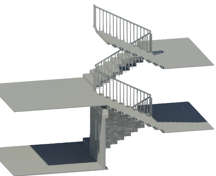 BIM商业建筑楼梯标准构件单元模型(Rvt)-AR_四跑楼梯_F01_5.3m_4x9_280x147.22