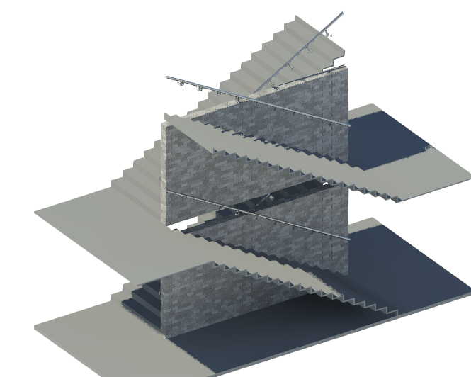 BIM商业建筑楼梯标准构件单元模型(Rvt)-AR_剪刀梯_B01_5.6m_2x18_280x155.56